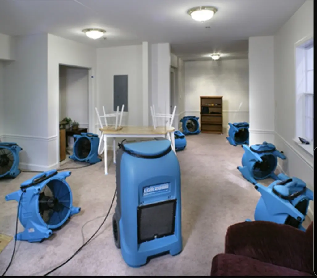Air movers and dehumidifier setup for Water Extraction & Removal in Adel